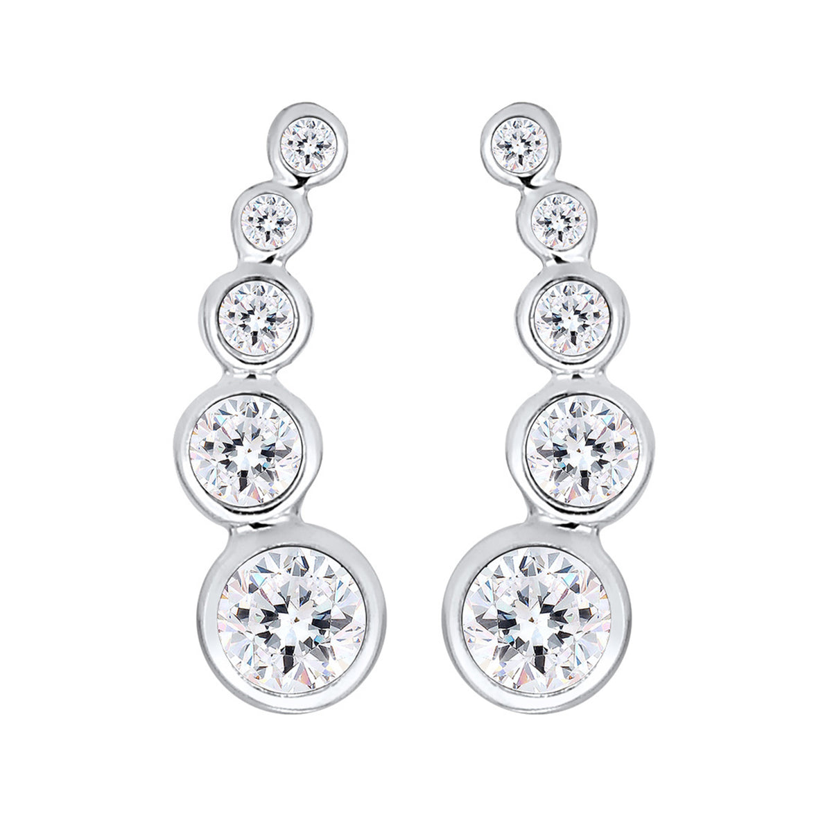 Silber - Elli | Ear Climber | Mit Kristallen von Swarovski® (Weiß) | 925er Sterling Silber