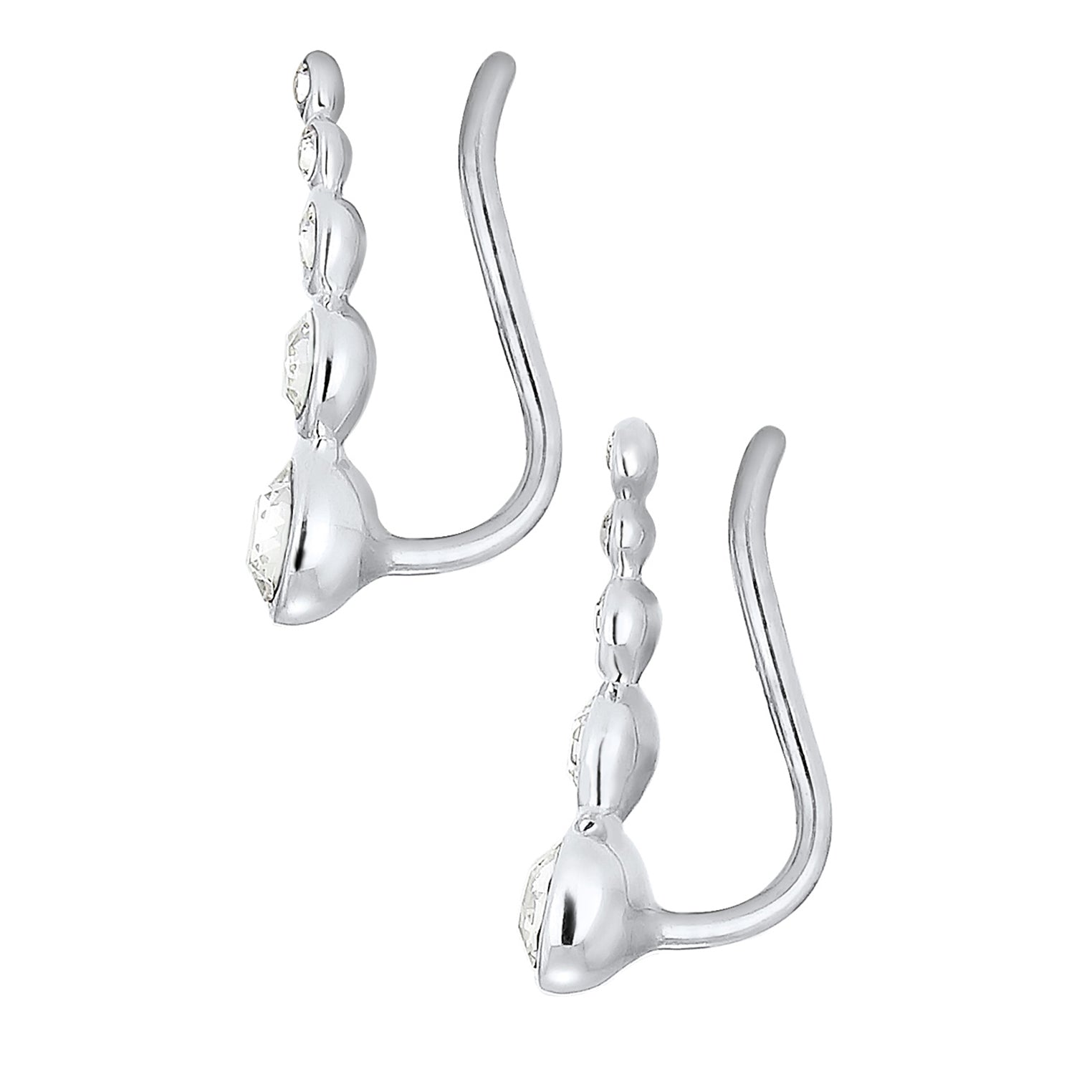 Silber - Elli | Ear Climber | Mit Kristallen von Swarovski® (Weiß) | 925er Sterling Silber
