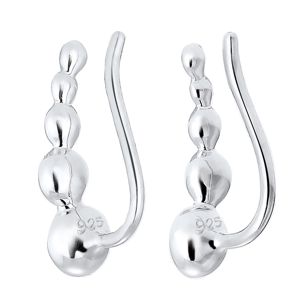Silber - Elli | Ear Climber | Mit Kristallen von Swarovski® (Weiß) | 925er Sterling Silber