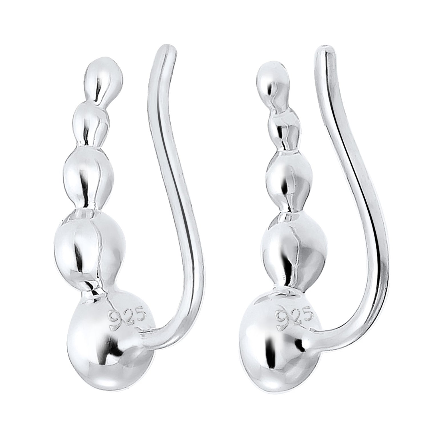 Silber - Elli | Ear Climber | Mit Kristallen von Swarovski® (Weiß) | 925er Sterling Silber
