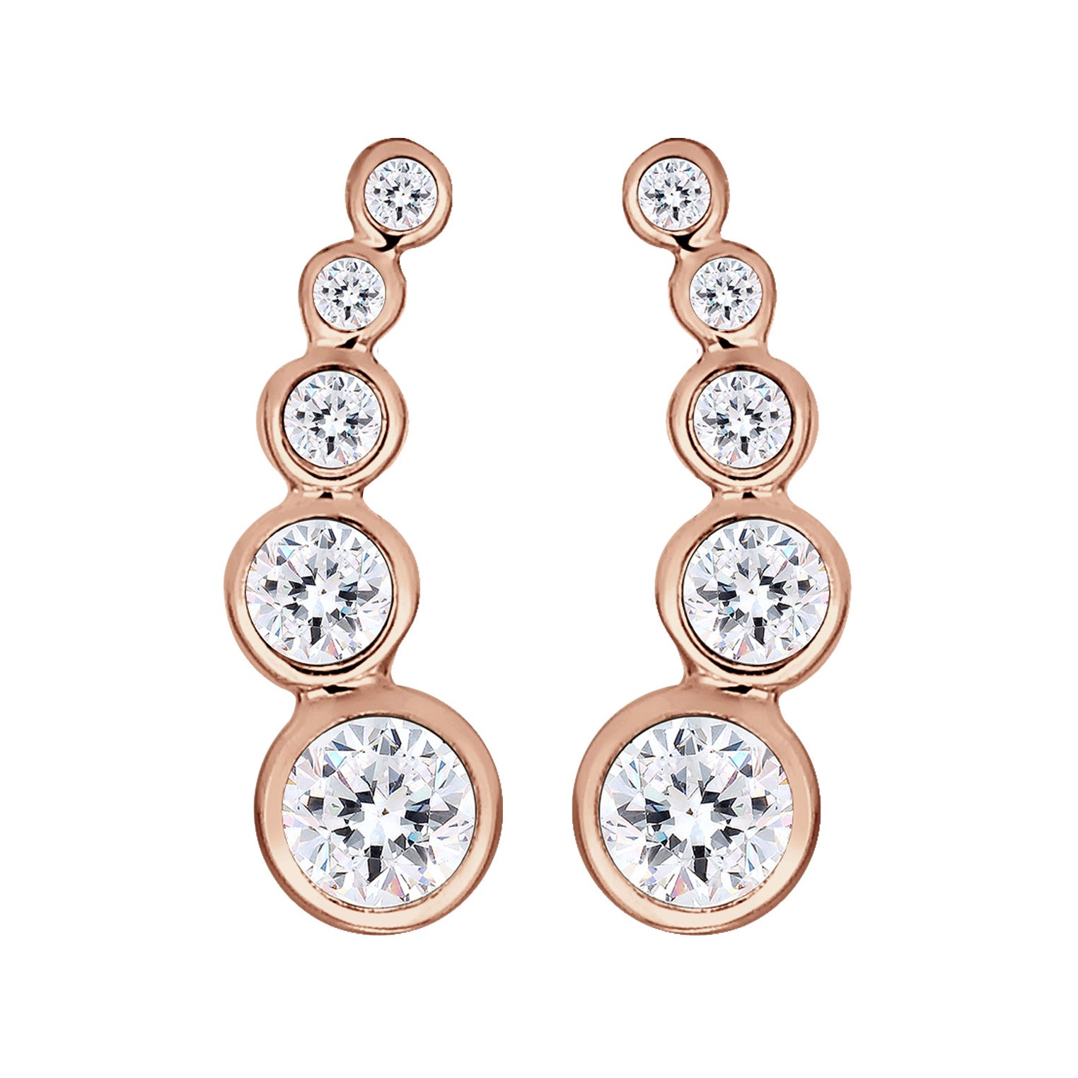 Roségold - Elli | Ear Climber | Mit Kristallen von Swarovski® (Weiß) | 925er Sterling Silber Rosévergoldet