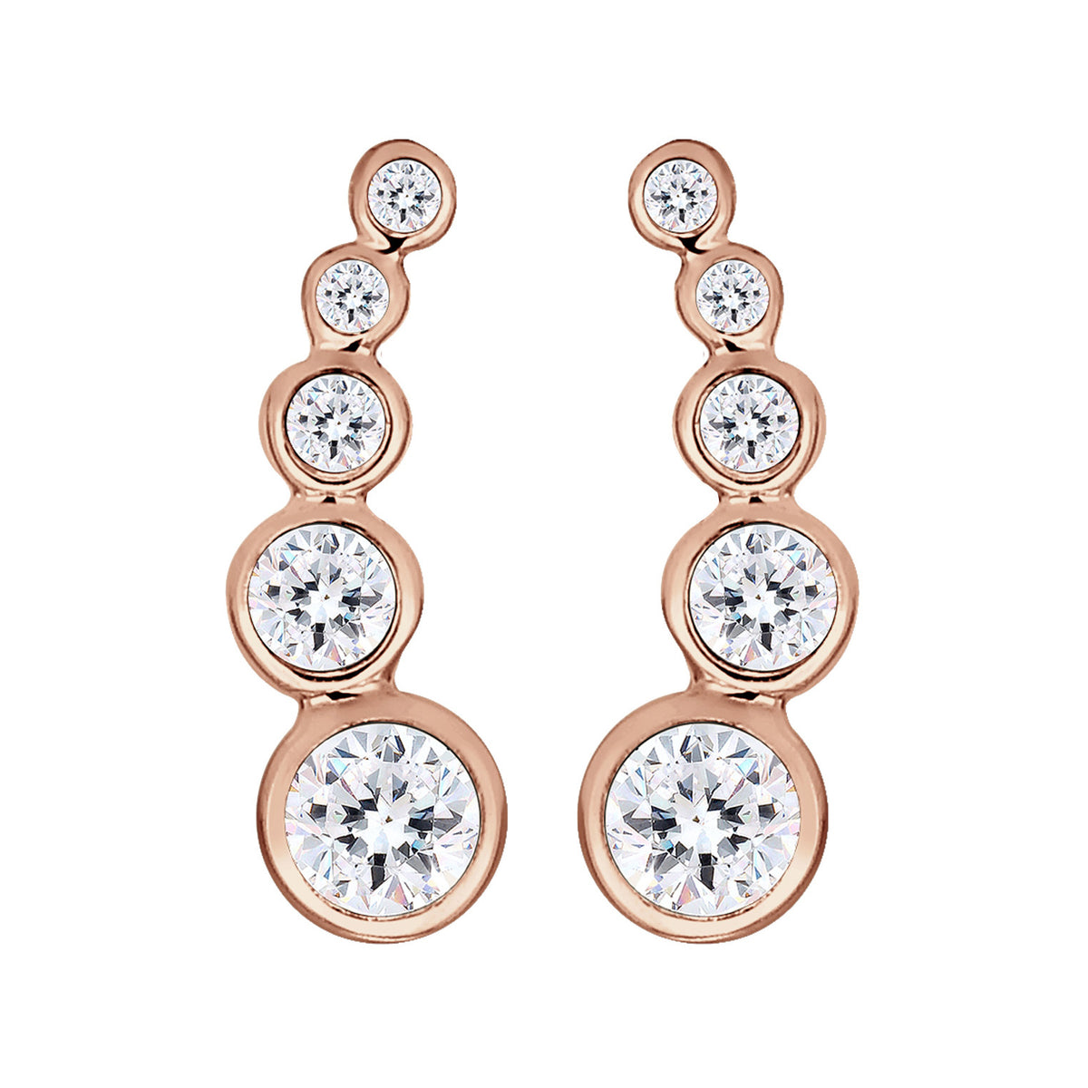 Roségold - Elli | Ear Climber | Mit Kristallen von Swarovski® (Weiß) | 925er Sterling Silber Rosévergoldet