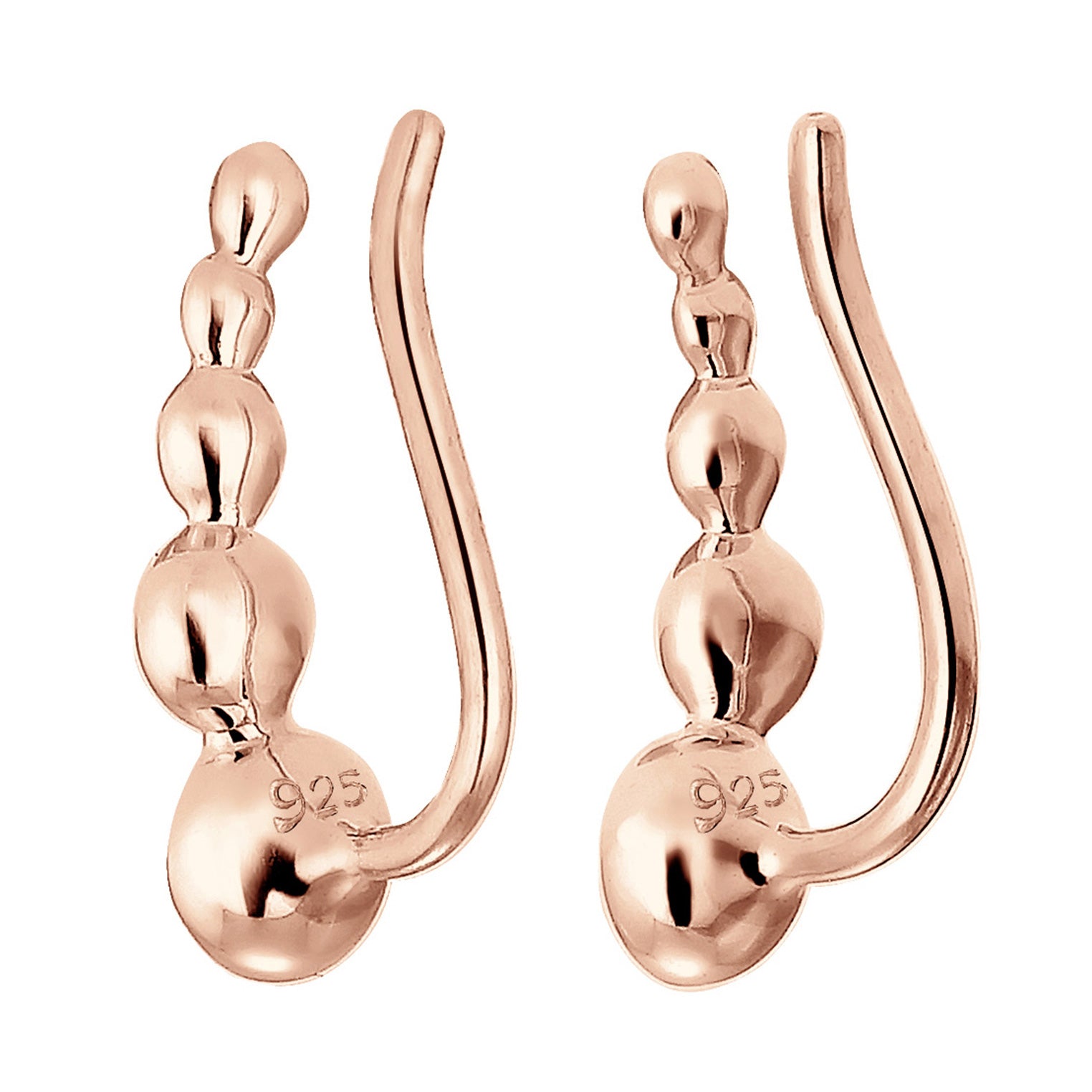Roségold - Elli | Ear Climber | Mit Kristallen von Swarovski® (Weiß) | 925er Sterling Silber Rosévergoldet