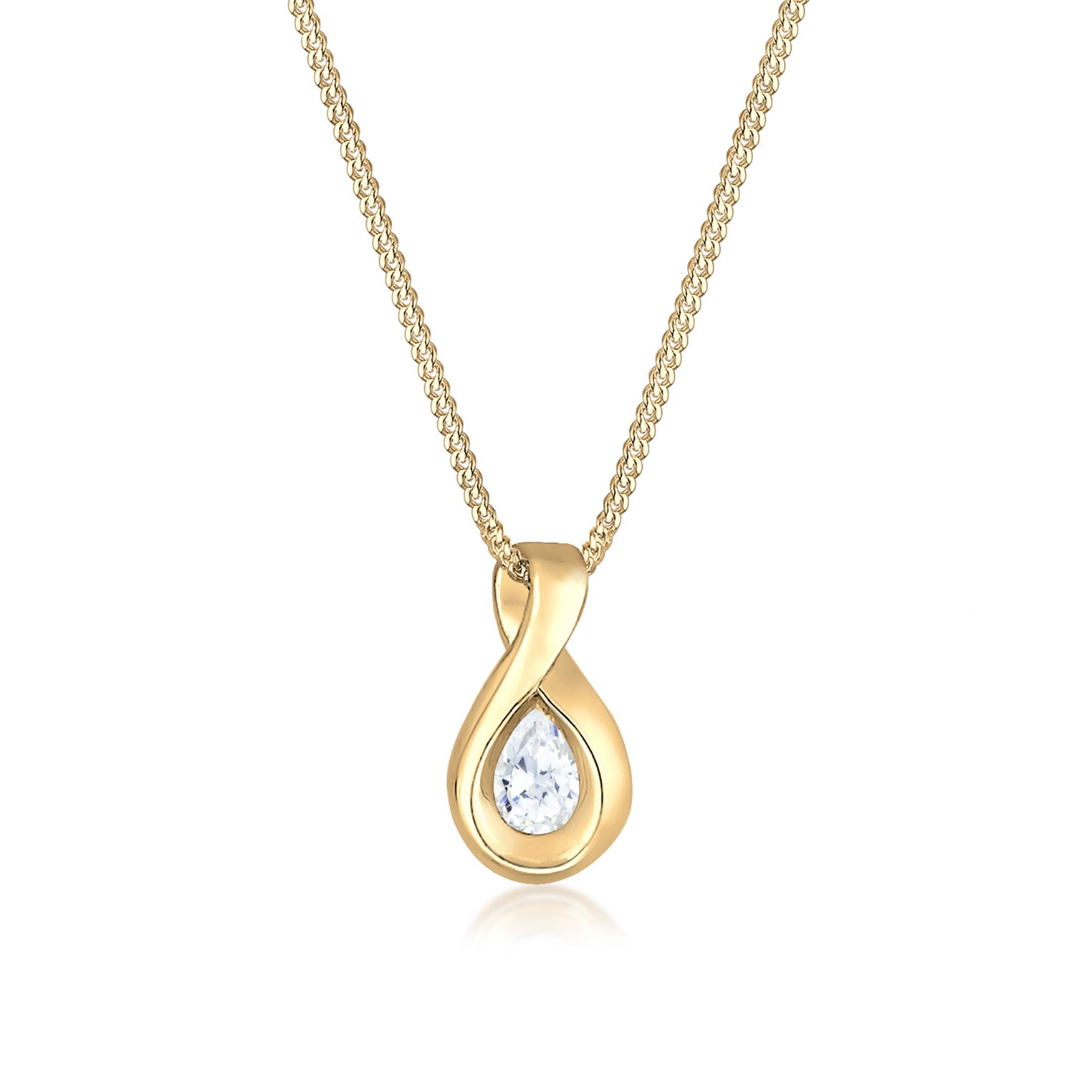 Gold - Elli PREMIUM | Halskette Infinity | Zirkonia ( Weiß ) | 585 Gelbgold
