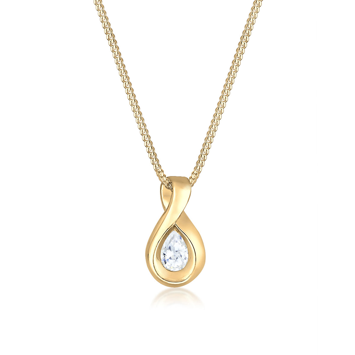 Gold - Elli PREMIUM | Halskette Infinity Anhänger | Zirkonia (Weiß) | 585 Gelbgold