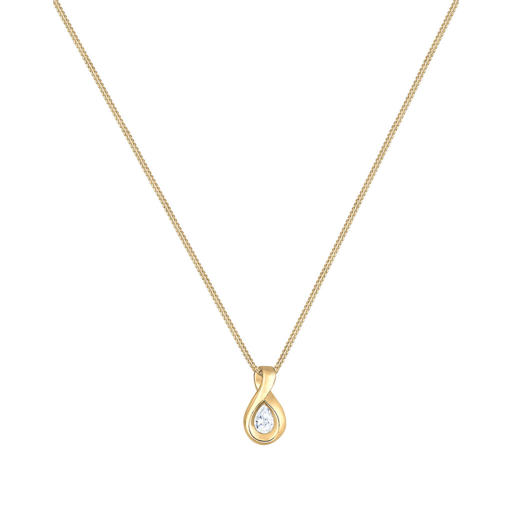 Gold - Elli PREMIUM | Halskette Infinity Anhänger | Zirkonia (Weiß) | 585 Gelbgold
