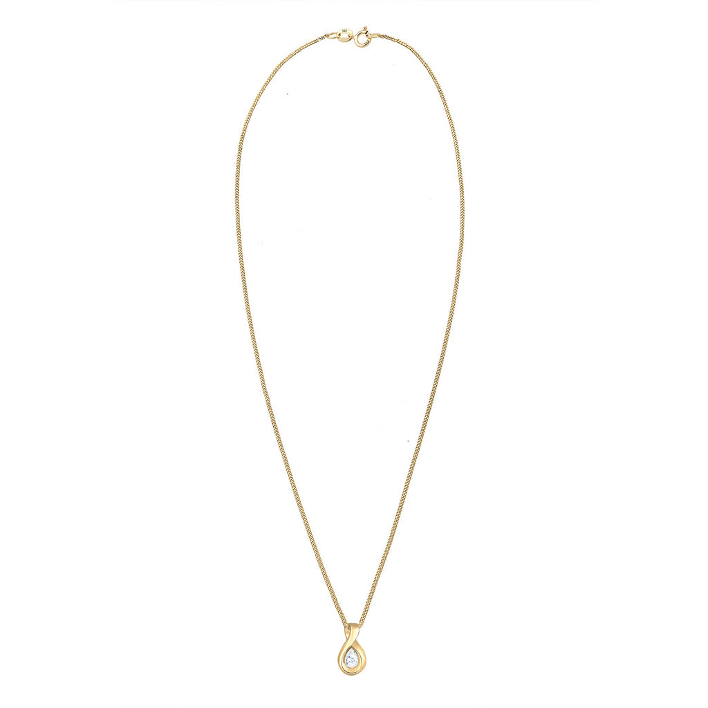 Gold - Elli PREMIUM | Halskette Infinity Anhänger | Zirkonia (Weiß) | 585 Gelbgold