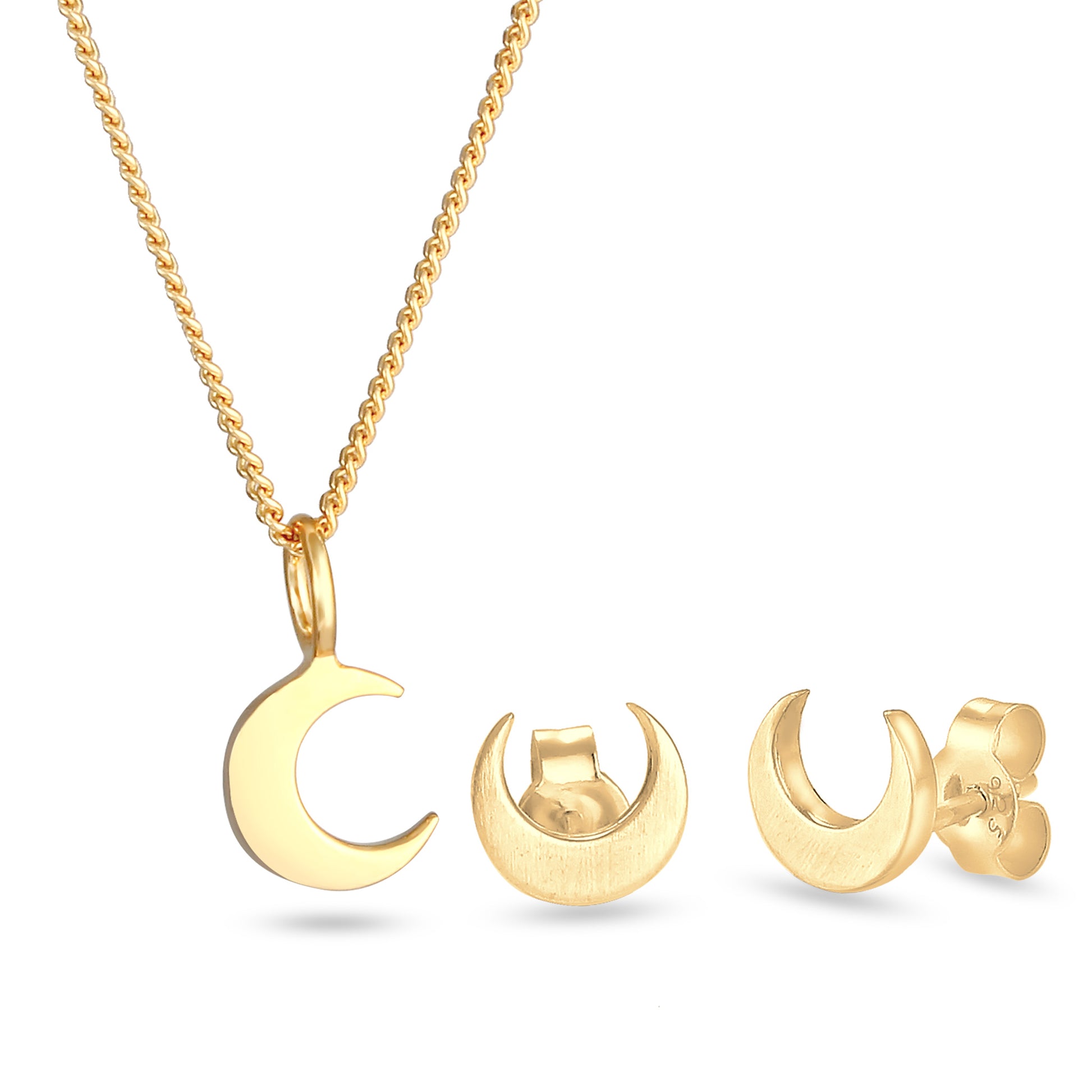 Half Moon Ohrstecker & Anhänger Halskette Schmuck Set