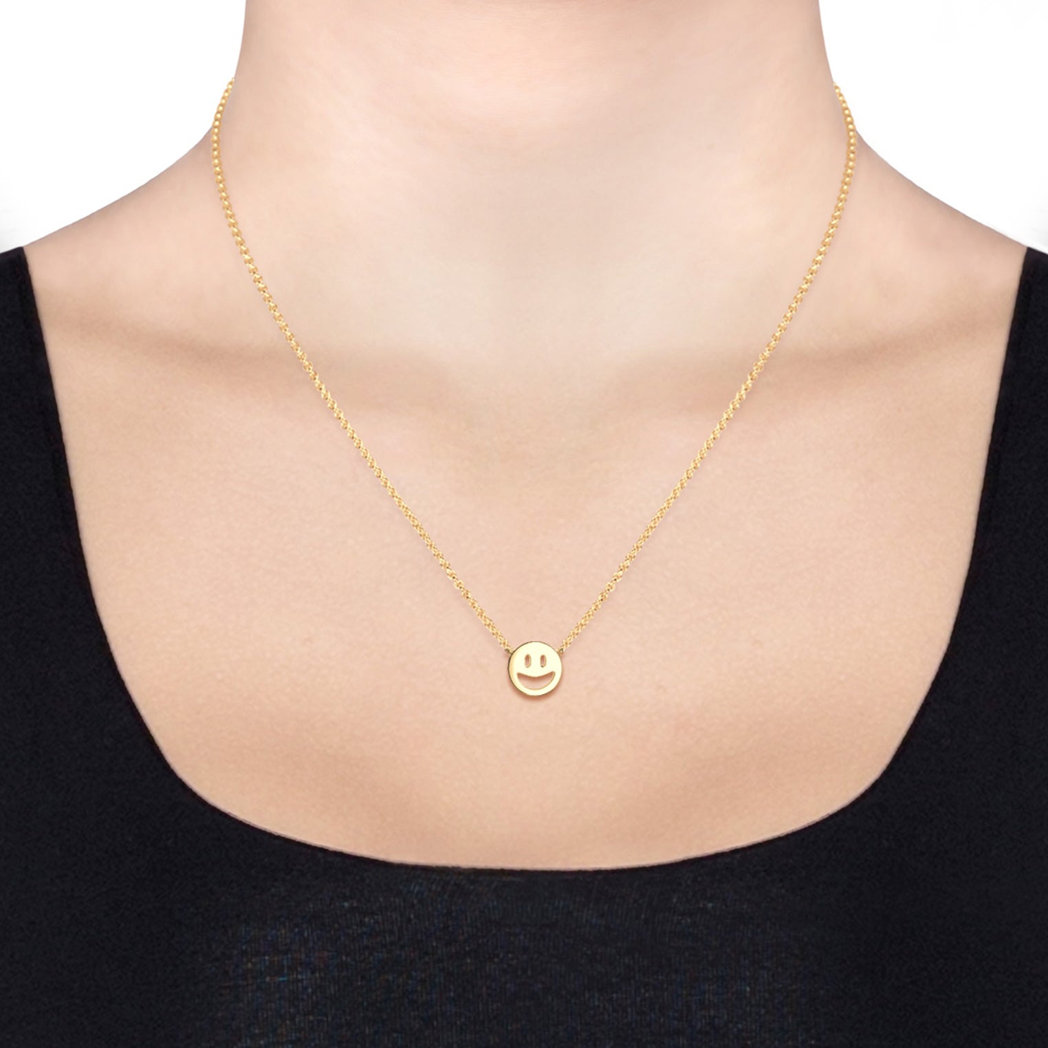 Gold - Elli | Halskette mit Smiling Face | 925 Sterling Silber vergoldet