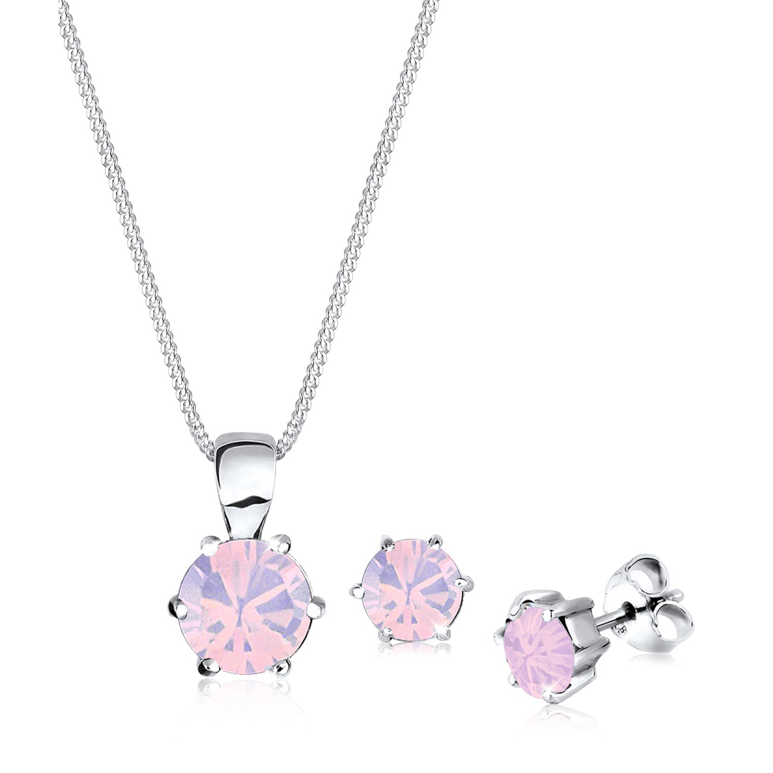 Rosa - Elli | Schmuckset  | Kristall ( Rosa ) | 925er Sterling Silber