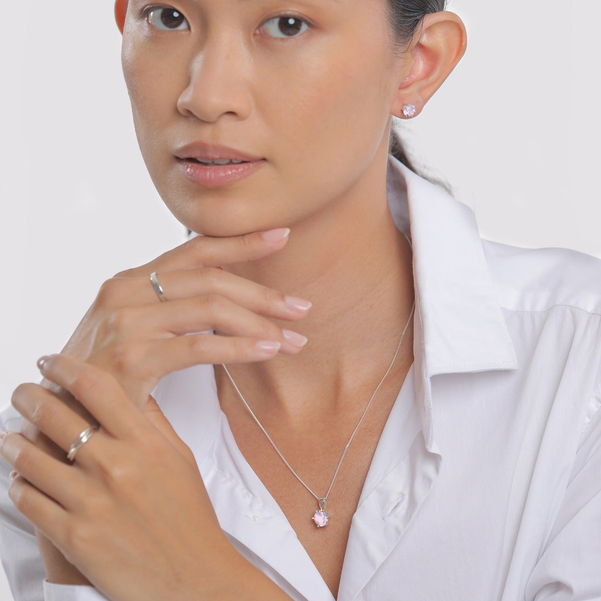 Rosa - Elli | Schmuckset  | Kristall ( Rosa ) | 925er Sterling Silber