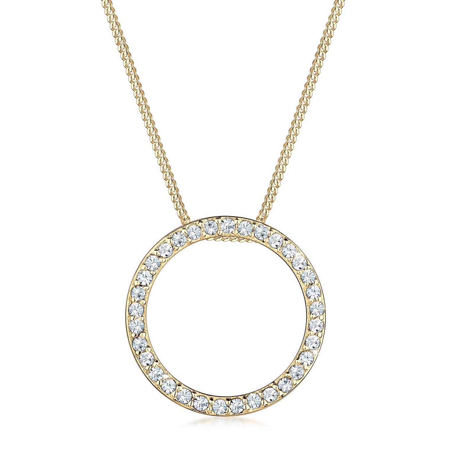 Gold - Elli | Halskette Kreis | Kristall ( Weiß ) | 925 Sterling Silber vergoldet