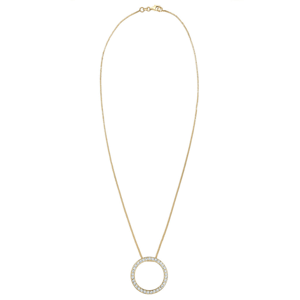 Gold - Elli | Halskette Anhänger Kreis | Mit Kristallen von Swarovski® (Weiß) | 925er Sterling Silber vergoldet