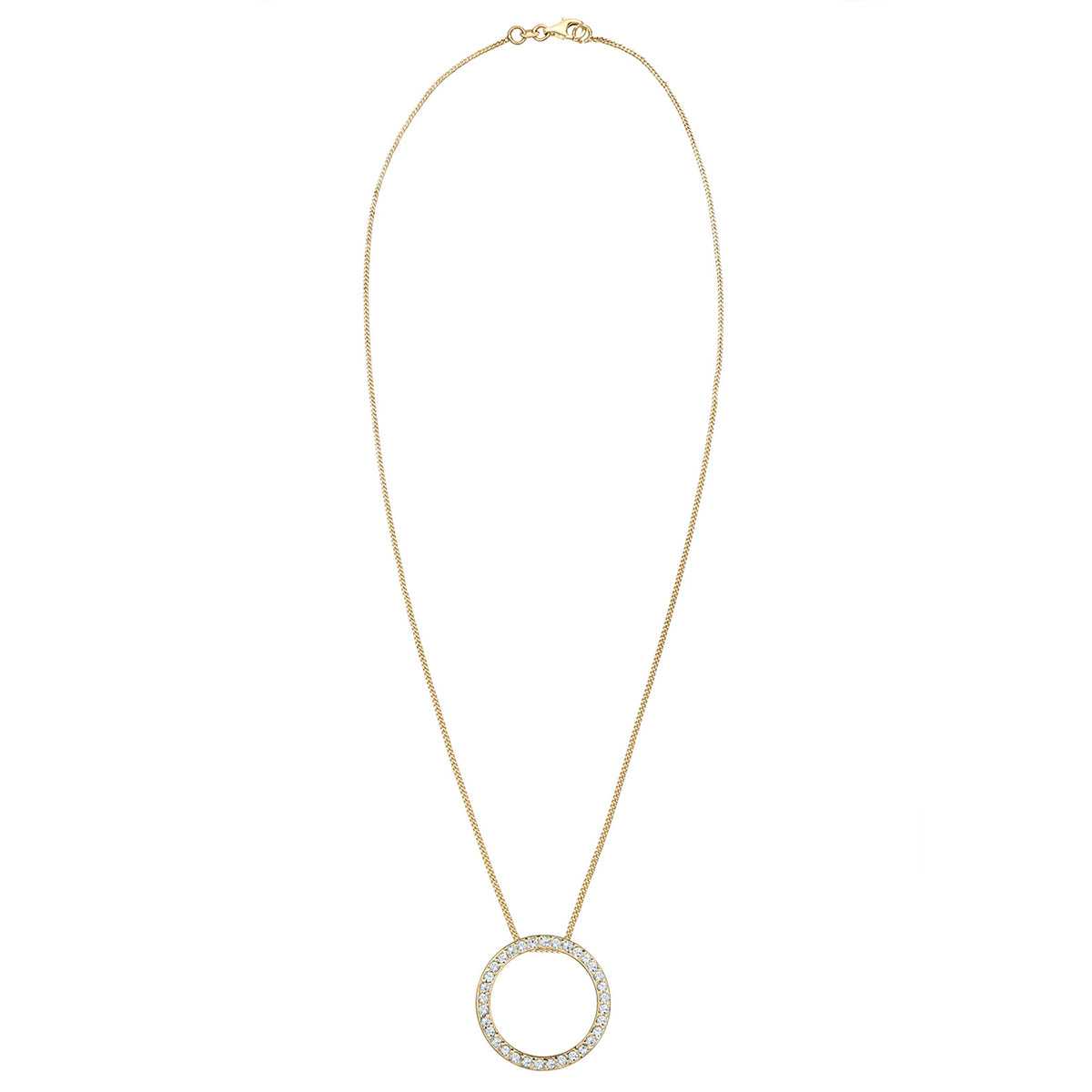 Gold - Elli | Halskette Anhänger Kreis | Mit Kristallen von Swarovski® (Weiß) | 925er Sterling Silber vergoldet