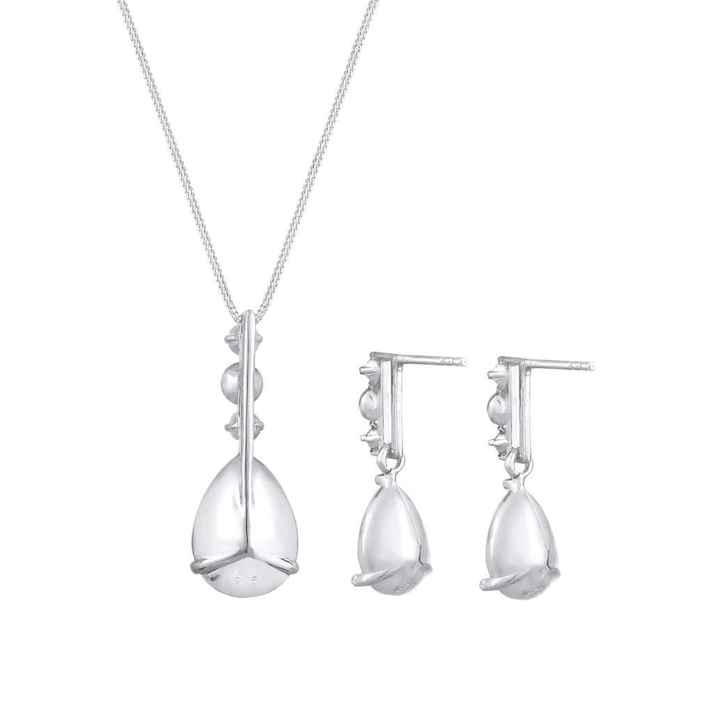 Silber - Elli PREMIUM | Schmuckset  | Kristall ( Weiß ) | 925er Sterling Silber