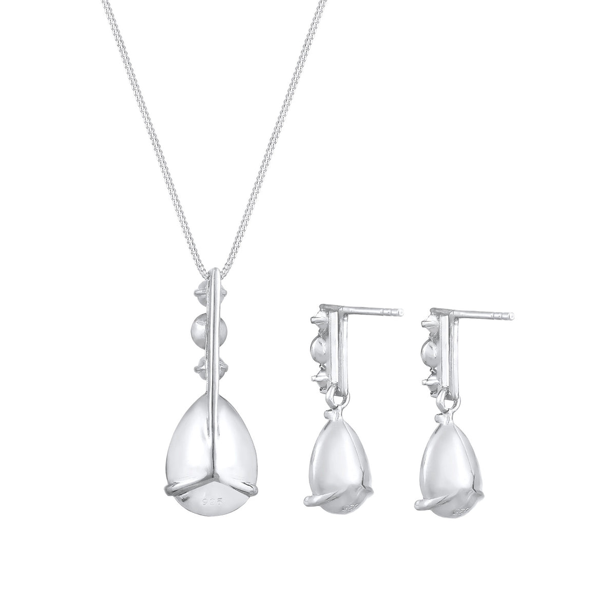 Silber - Elli PREMIUM | Schmuckset  | Kristall ( Weiß ) | 925er Sterling Silber