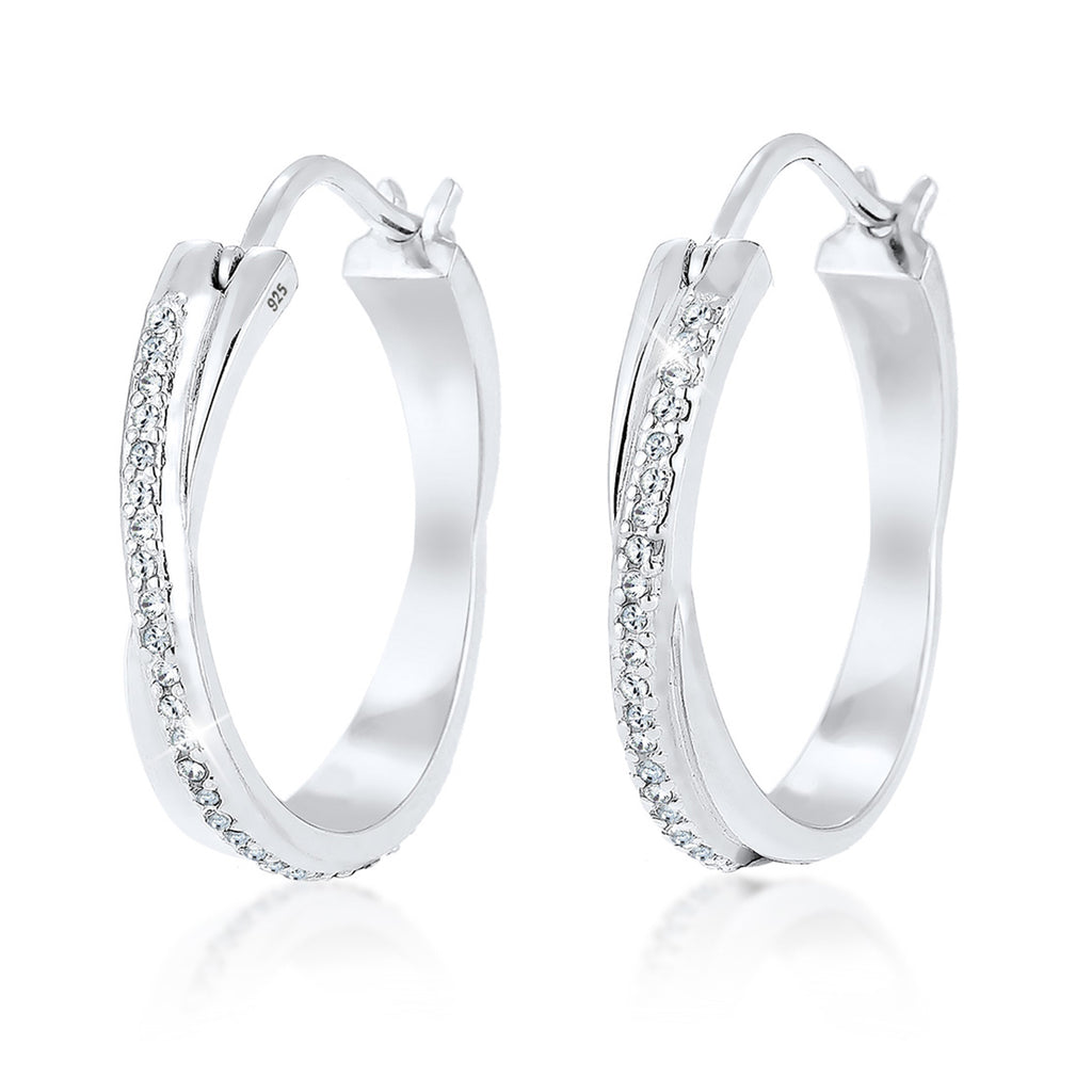 Silber - Elli | Creole | Mit Kristallen von Swarovski® (Weiß) | 925er Sterling Silber