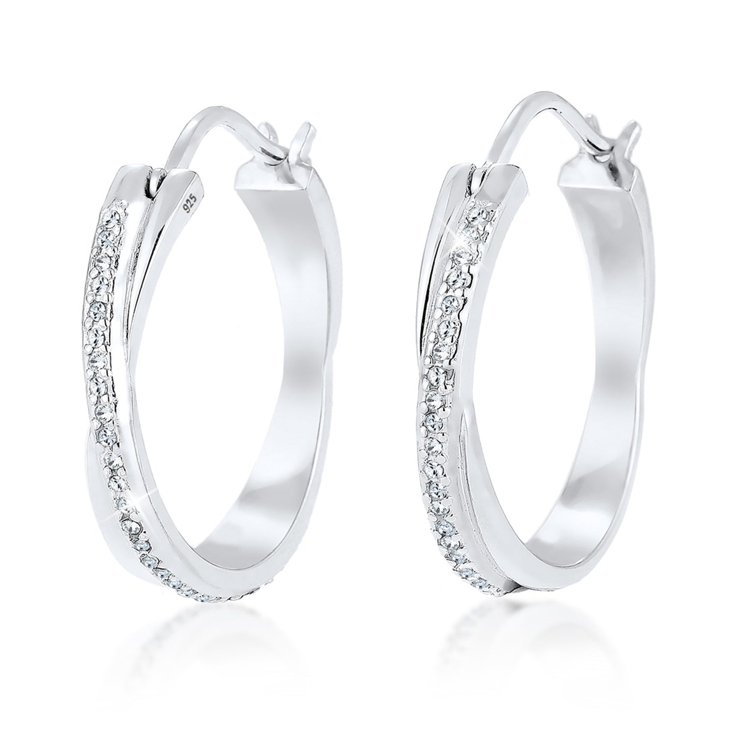 Silber - Elli | Creole | Mit Kristallen von Swarovski® (Weiß) | 925er Sterling Silber
