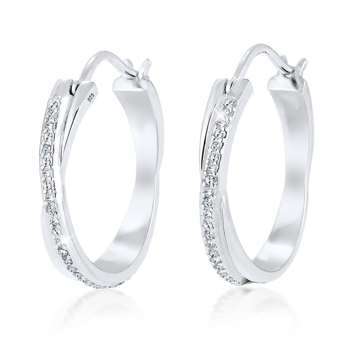 Silber - Elli | Creole | Mit Kristallen von Swarovski® (Weiß) | 925er Sterling Silber