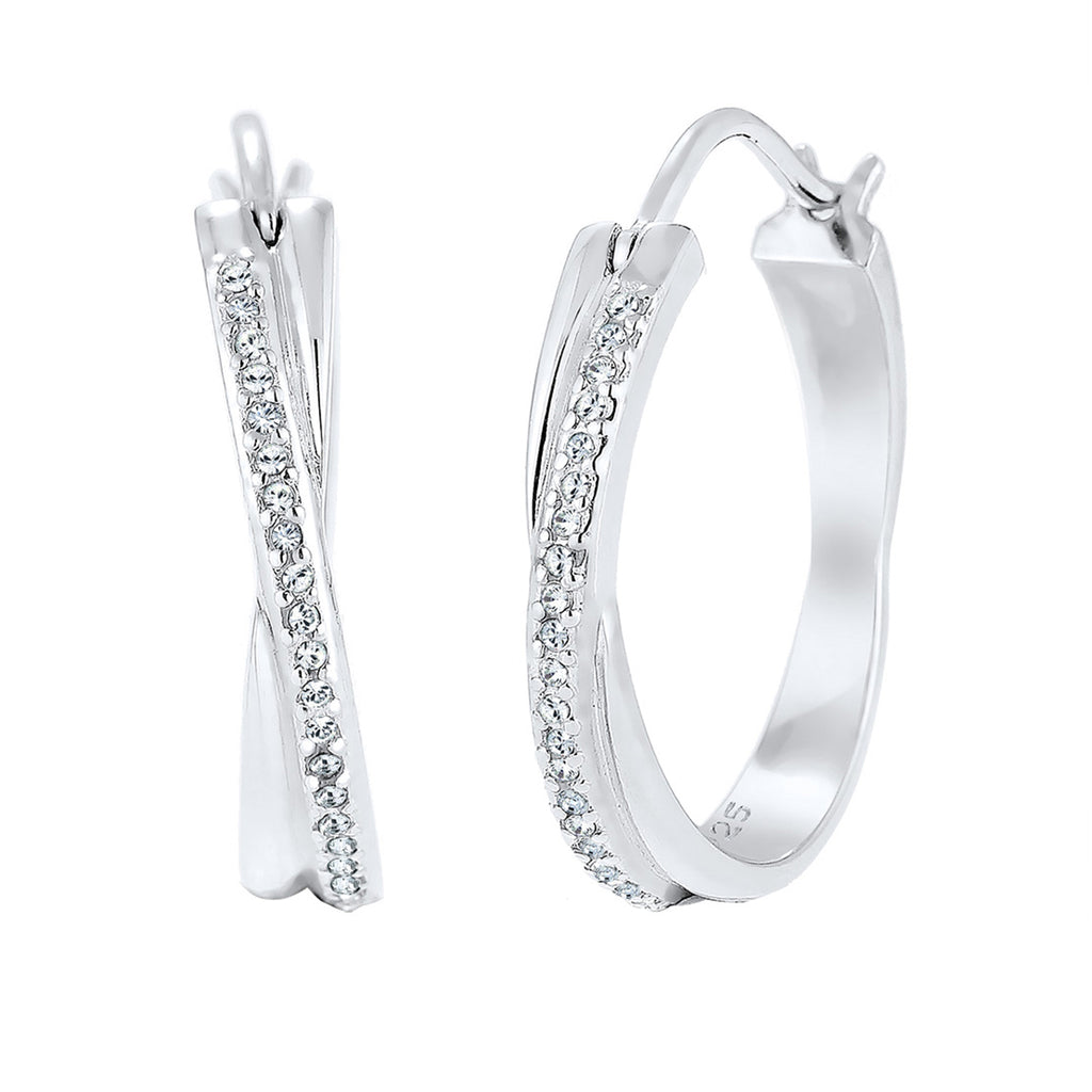 Silber - Elli | Creole | Mit Kristallen von Swarovski® (Weiß) | 925er Sterling Silber