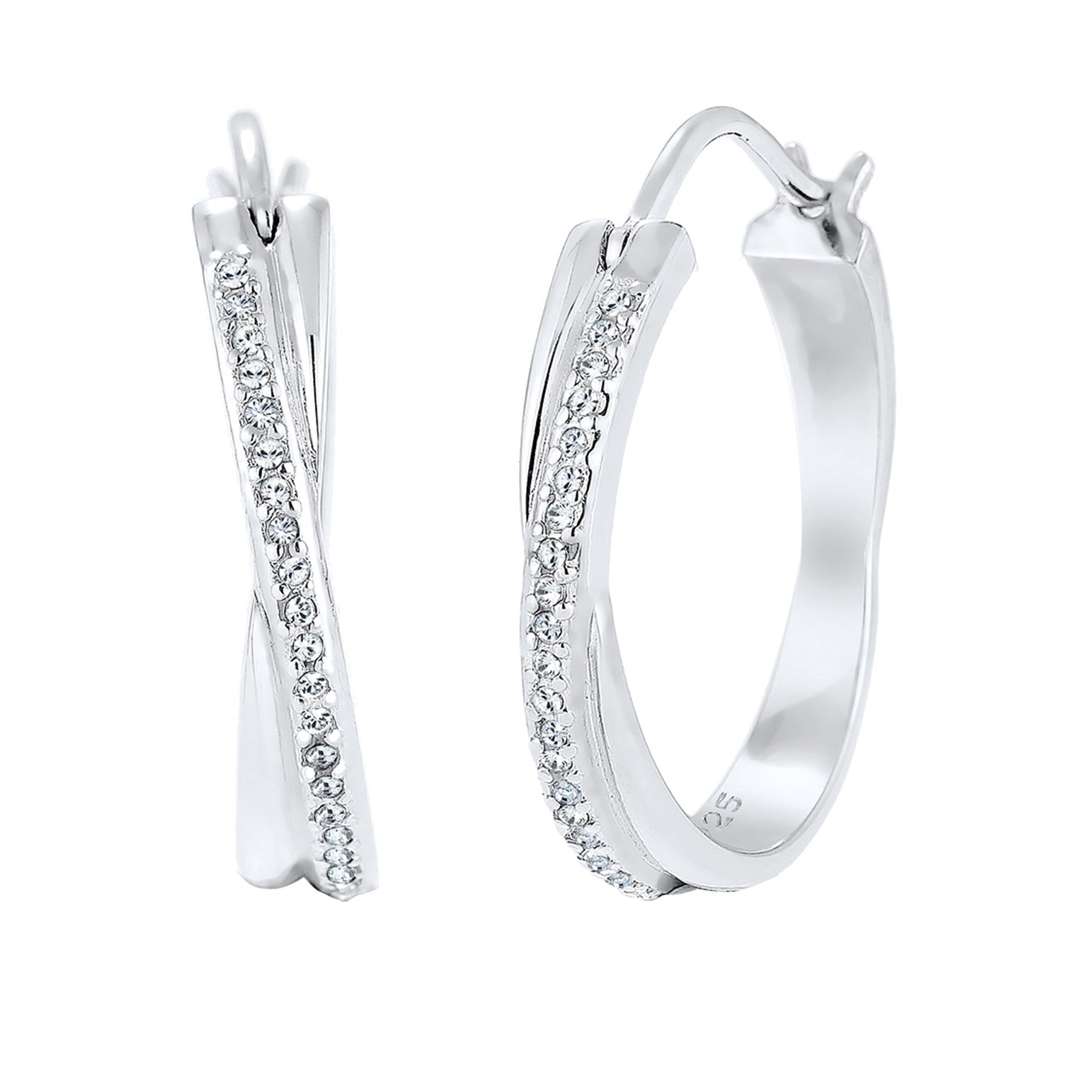 Silber - Elli | Creole | Mit Kristallen von Swarovski® (Weiß) | 925er Sterling Silber
