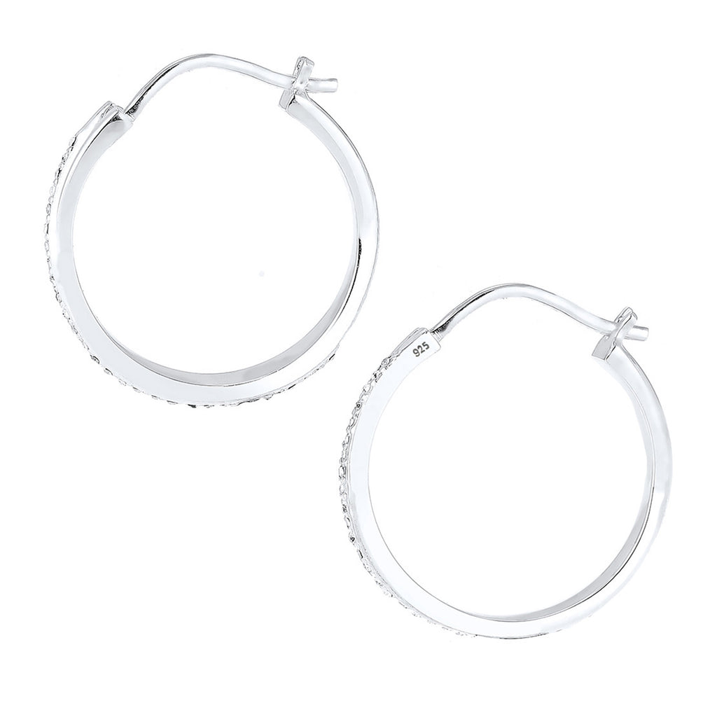 Silber - Elli | Creole | Mit Kristallen von Swarovski® (Weiß) | 925er Sterling Silber