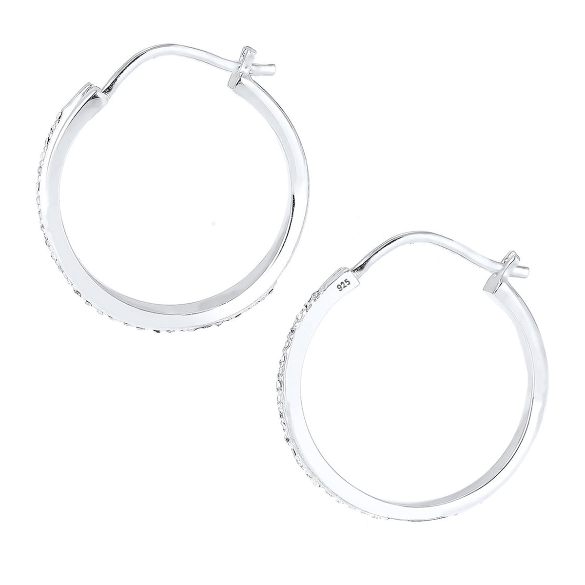 Silber - Elli | Creole | Mit Kristallen von Swarovski® (Weiß) | 925er Sterling Silber