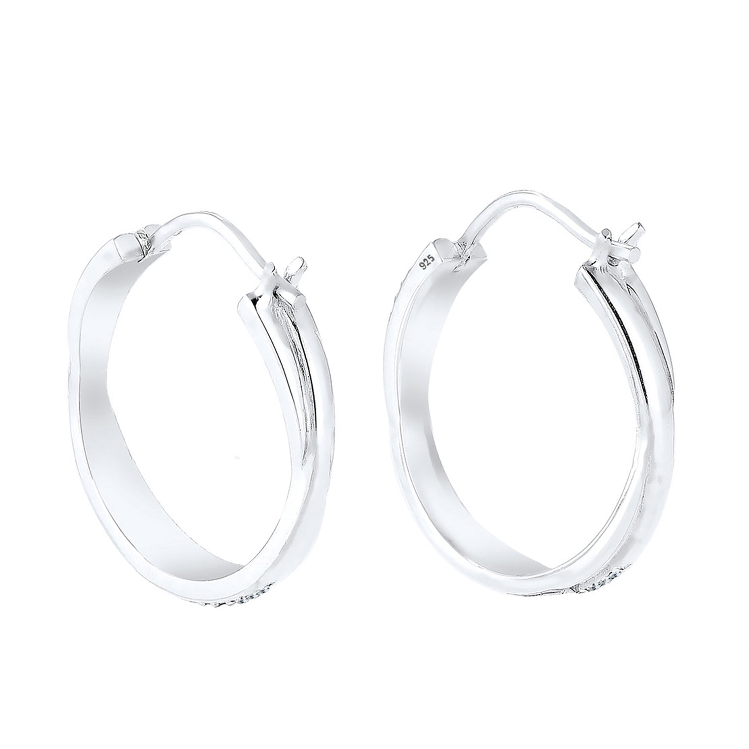 Silber - Elli | Creole | Mit Kristallen von Swarovski® (Weiß) | 925er Sterling Silber