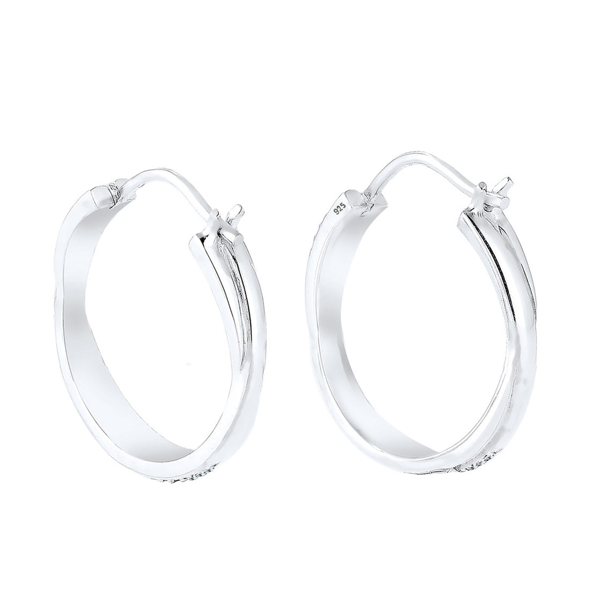 Silber - Elli | Creole | Mit Kristallen von Swarovski® (Weiß) | 925er Sterling Silber