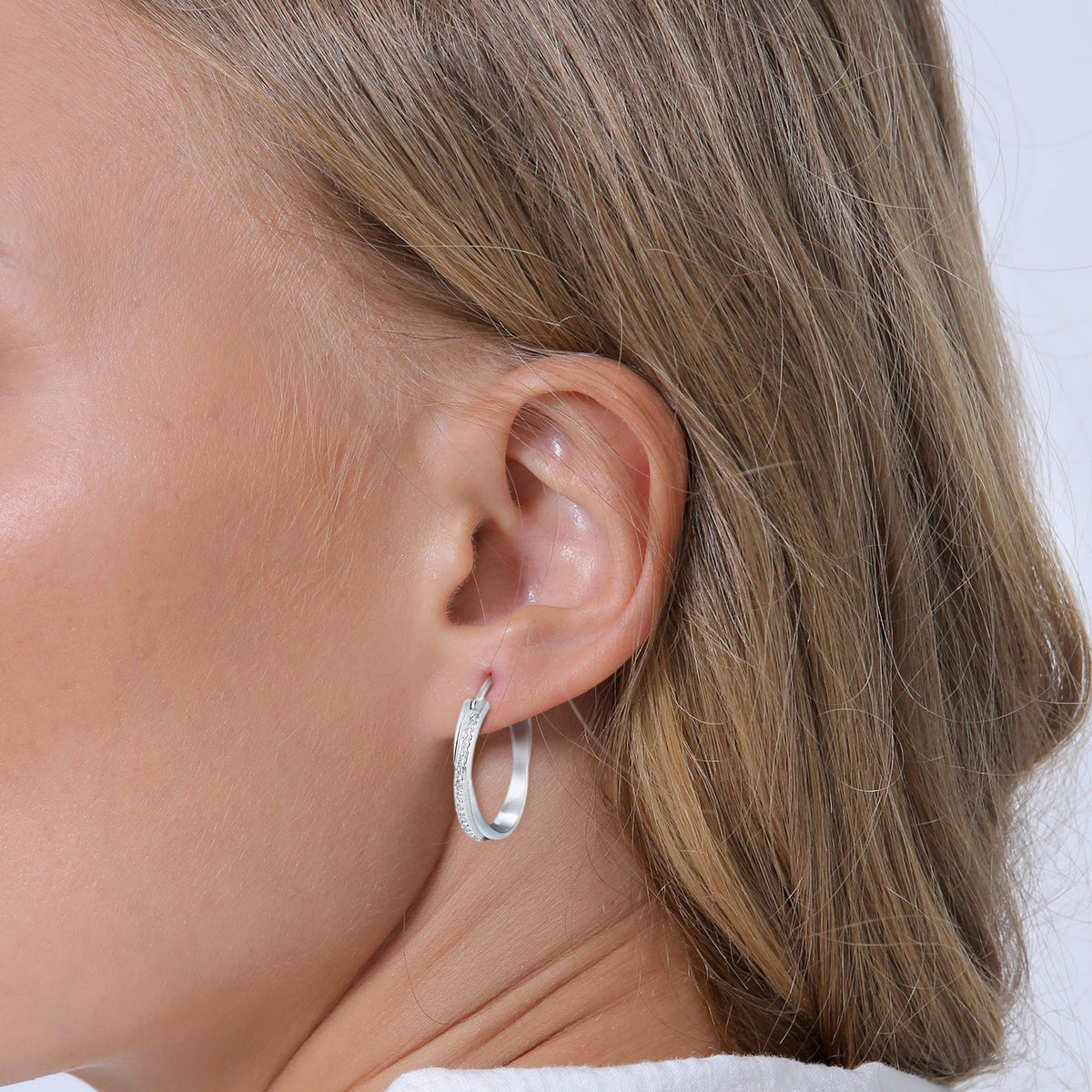 Silber - Elli | Creole | Mit Kristallen von Swarovski® (Weiß) | 925er Sterling Silber
