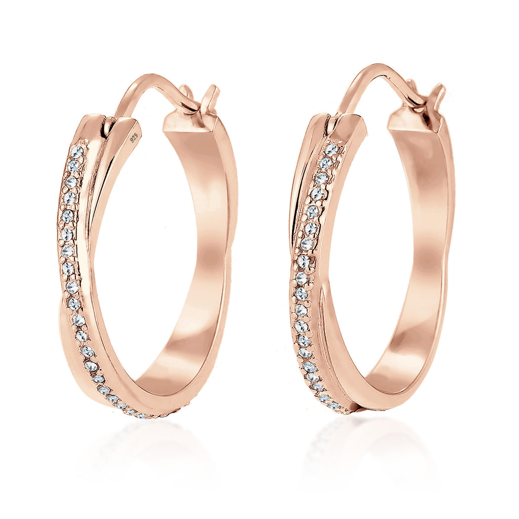 Roségold - Elli | Creole | Kristall ( Weiß ) | 925 Sterling Silber Rosegold