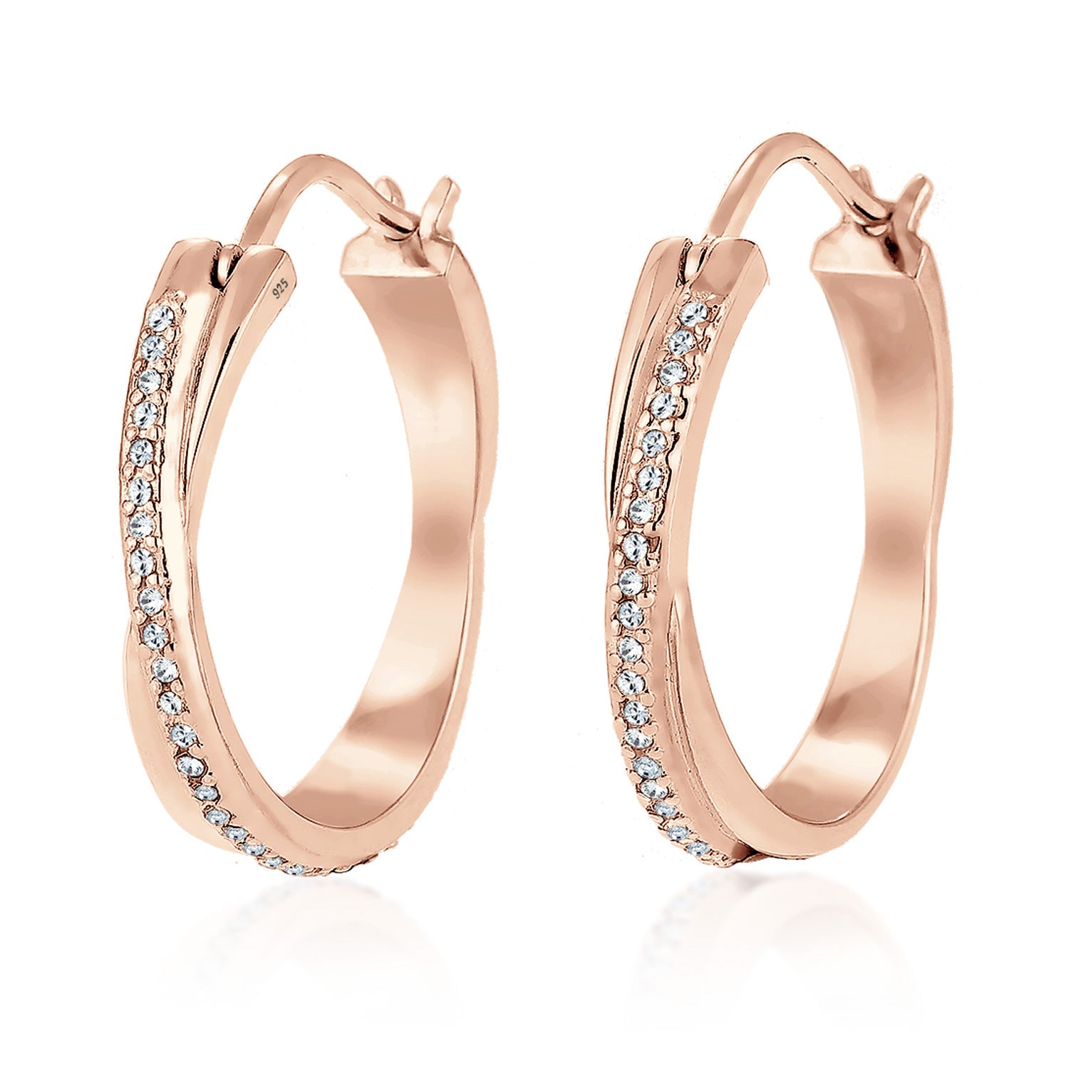 Roségold - Elli | Creole | Kristall ( Weiß ) | 925 Sterling Silber Rosegold