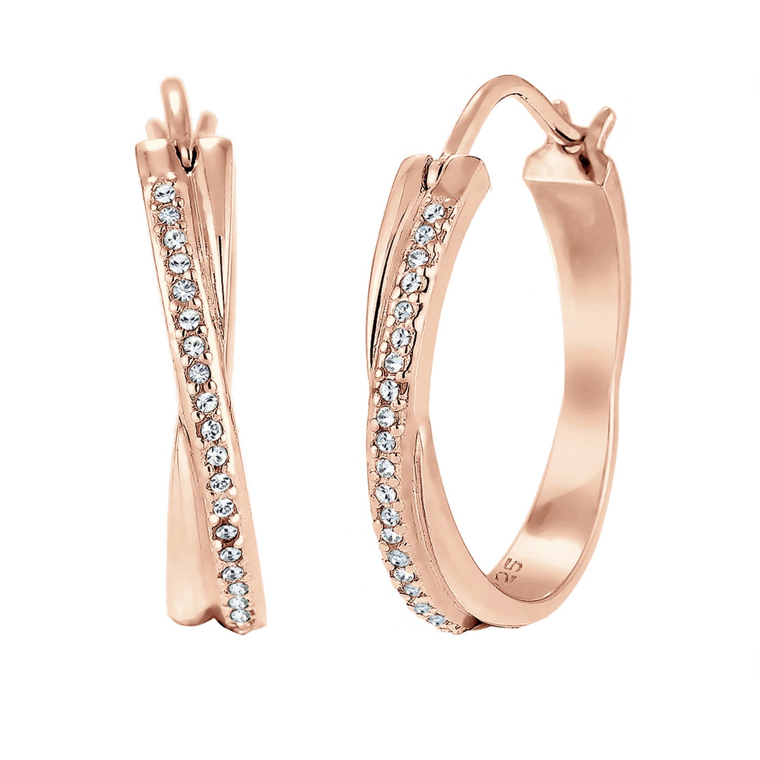 Roségold - Elli | Creole | Kristall ( Weiß ) | 925 Sterling Silber Rosegold