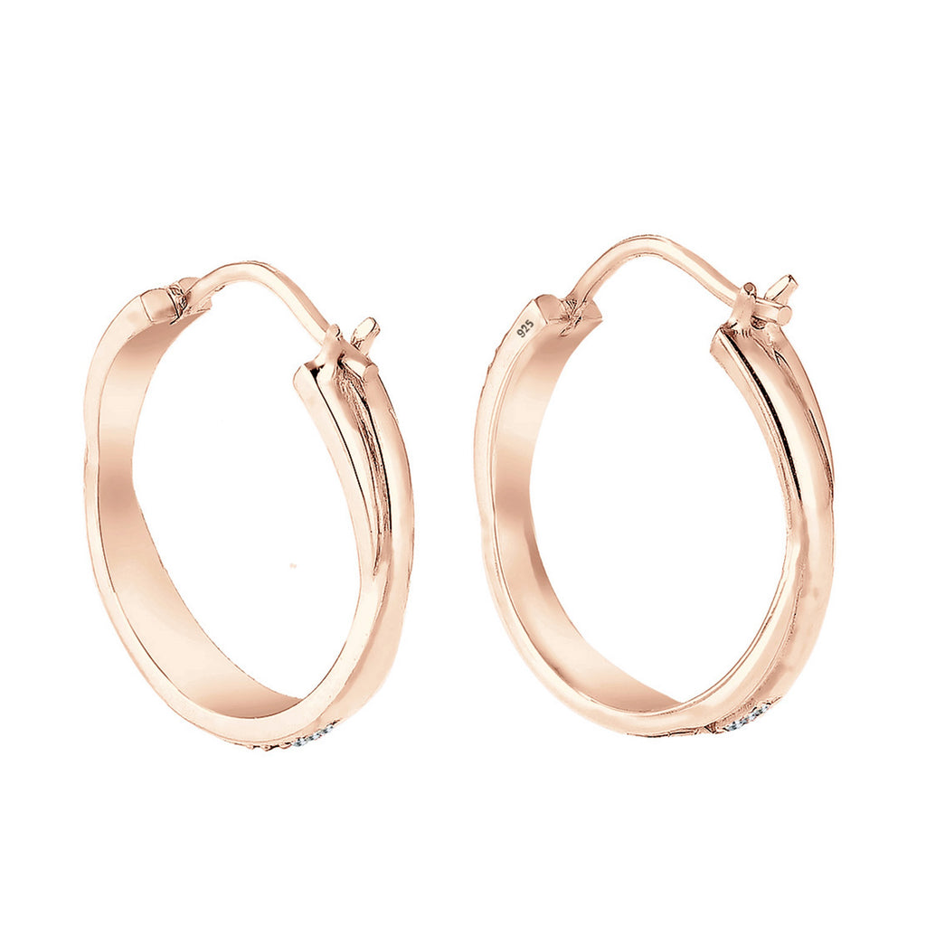 Roségold - Elli | Creole | Kristall ( Weiß ) | 925 Sterling Silber Rosegold