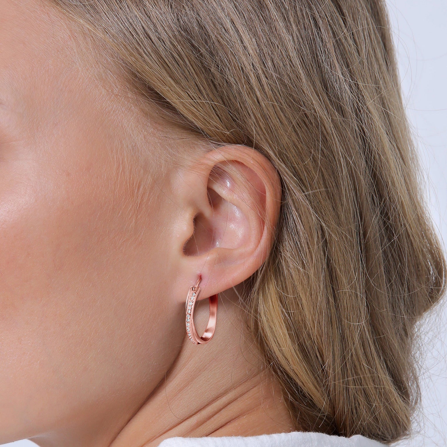 Roségold - Elli | Creole | Kristall ( Weiß ) | 925 Sterling Silber Rosegold