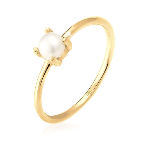 Gold - Elli | Ring | Süßwasserperle | 925 Sterling Silber vergoldet
