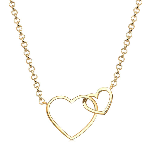 Gold - Elli | Halskette Herzen | 925 Sterling Silber vergoldet