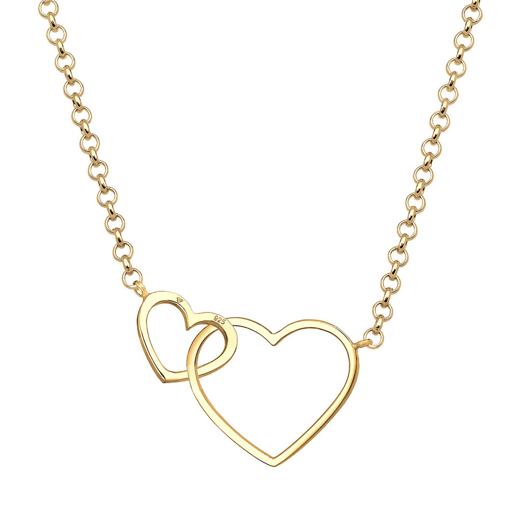 Gold - Elli | Halskette Herzen | 925 Sterling Silber vergoldet