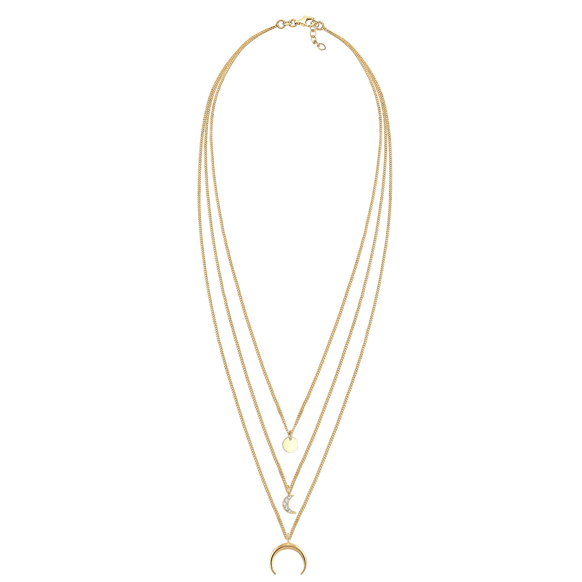 Gold - Elli | Layer-Halskette Astro | Mit Kristallen von Swarovski® (Weiß) | 925 Sterling Silber vergoldet