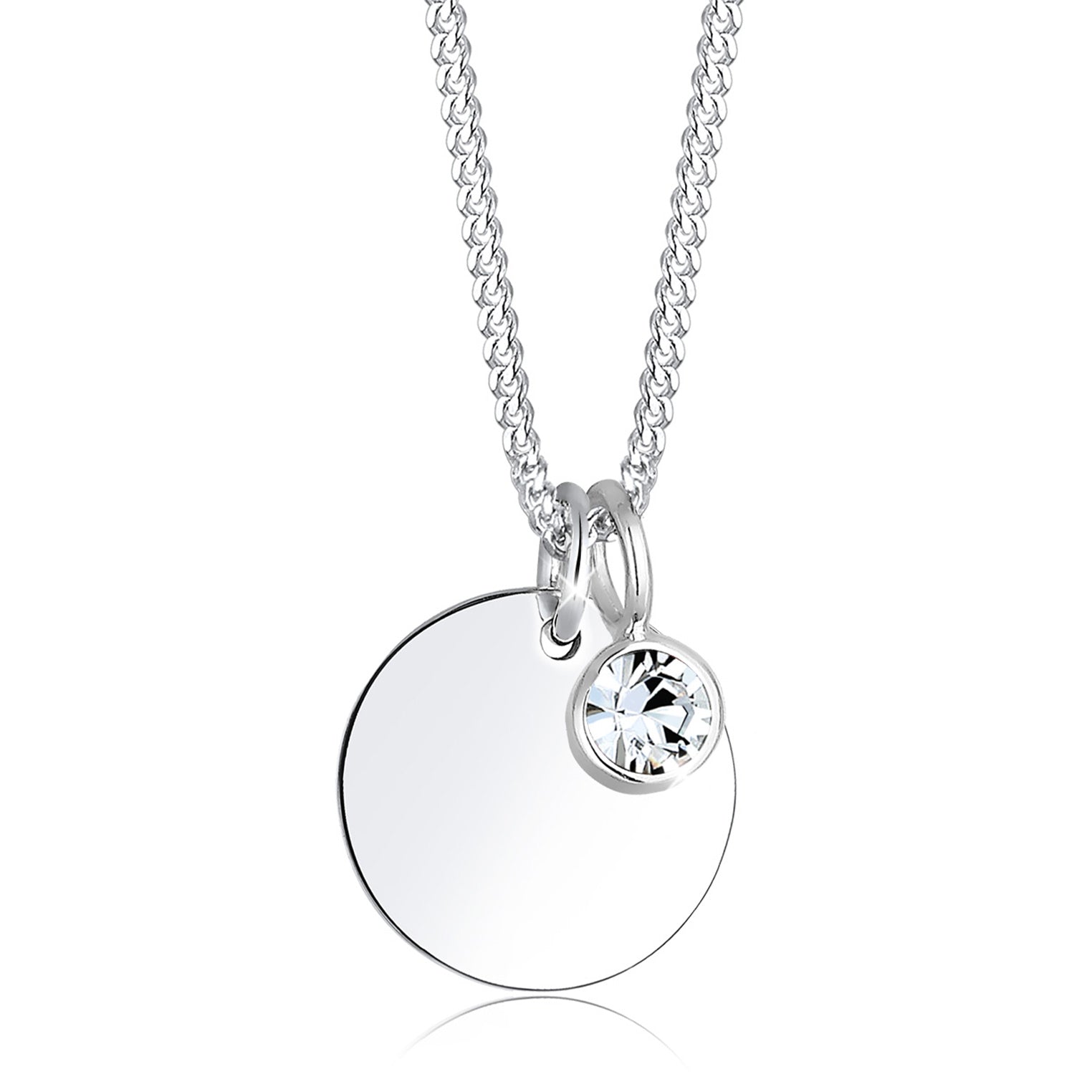Weiß - Elli | Halskette Geburtsstein | Kristall ( Weiß ) | 925er Sterling Silber