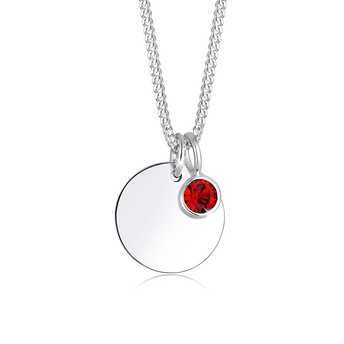 Dunkelrot - Elli | Halskette Geburtsstein | Kristall (Dunkelrot) | 925er Sterling Silber