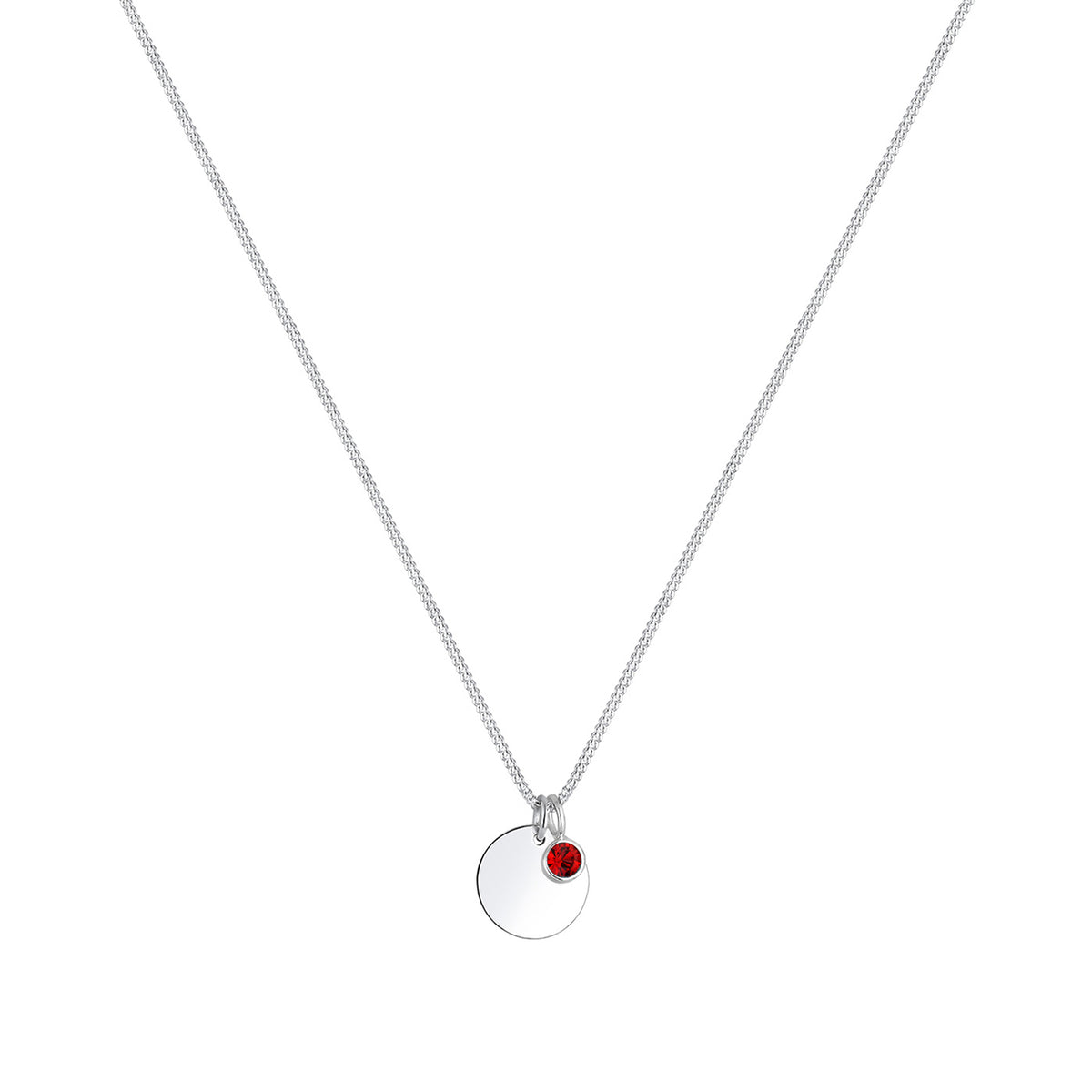 Dunkelrot - Elli | Halskette Geburtsstein | Kristall (Dunkelrot) | 925er Sterling Silber