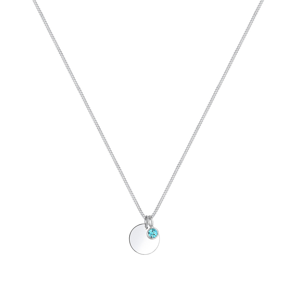 Türkis - Elli | Halskette Geburtsstein | Kristall (Hellblau) | 925er Sterling Silber