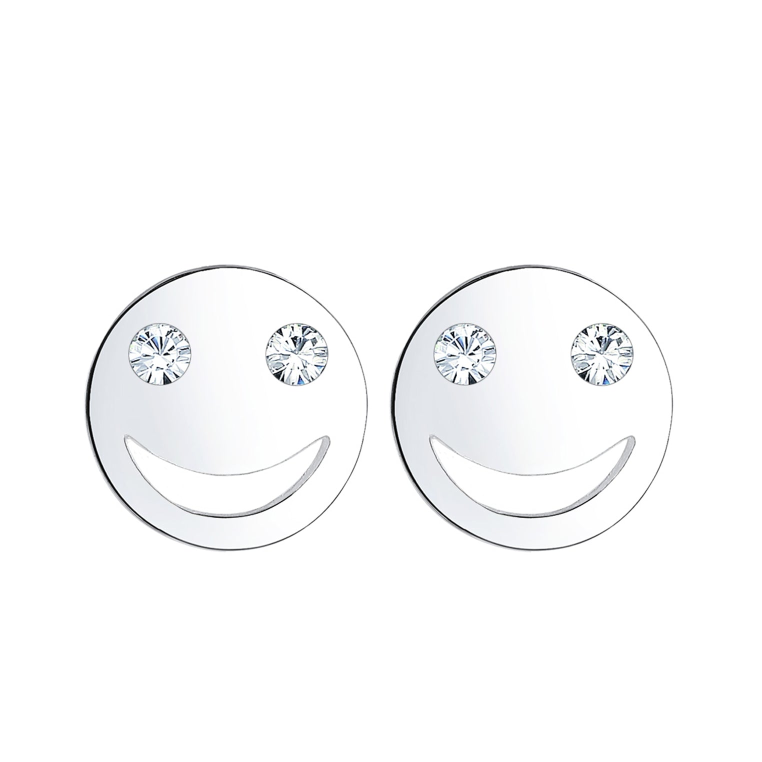 Silber - Elli | Ohrstecker mit Smiling Face | Mit Kristallen von Swarovski® (Weiß) | 925er Sterling Silber