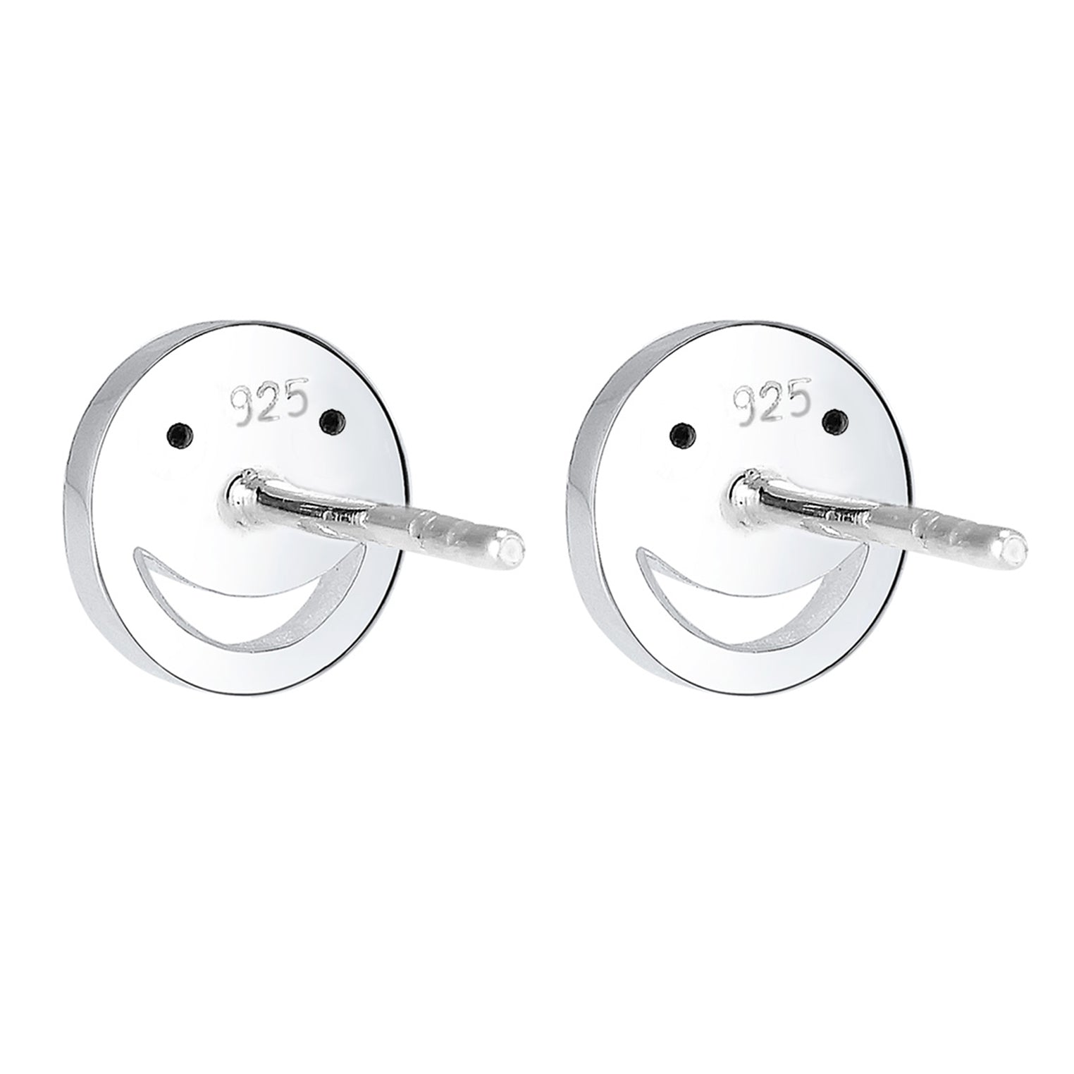 Silber - Elli | Ohrstecker Smile Emoji | Kristall ( Weiß ) | 925er Sterling Silber