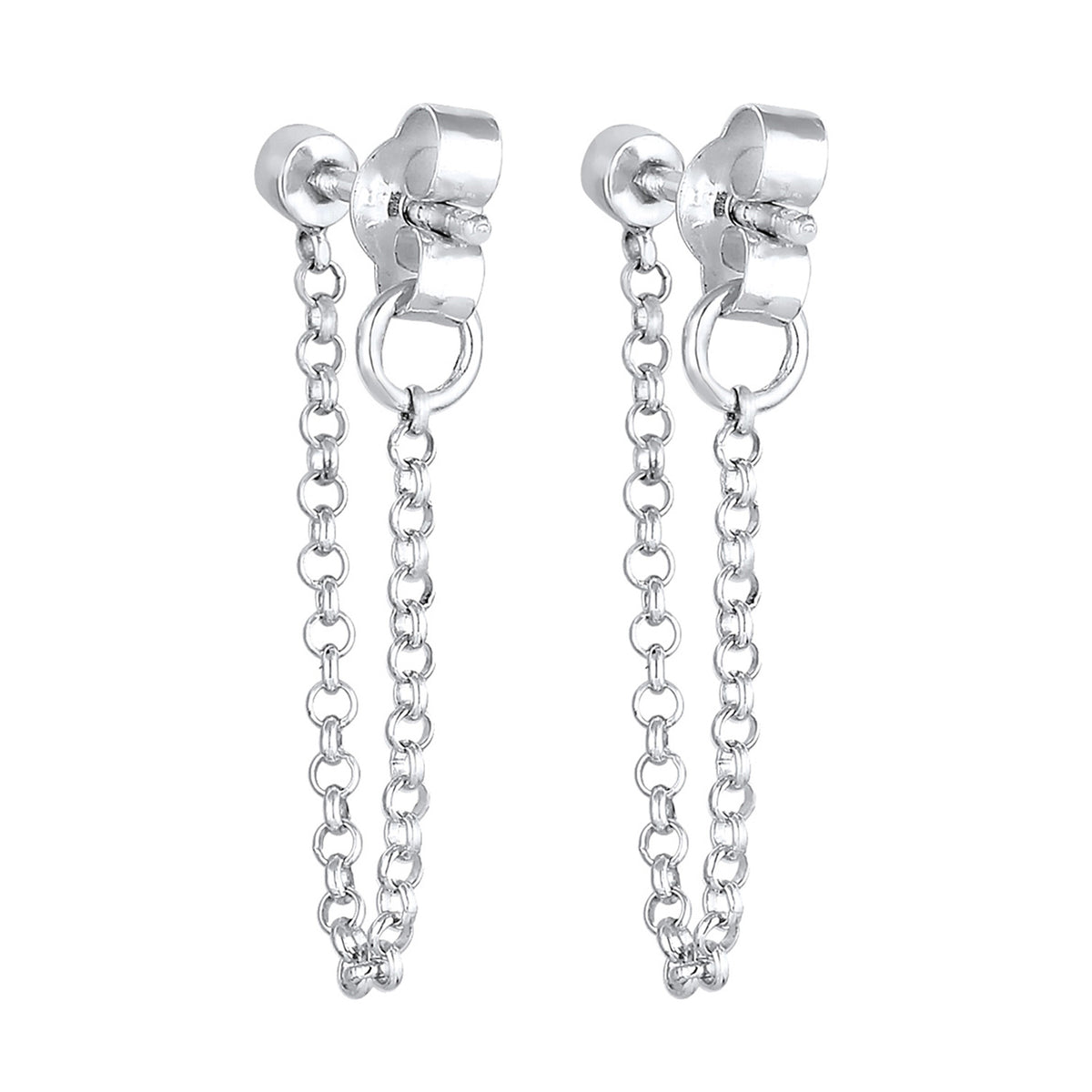 Silber - Elli | Ohrstecker Ear Chain | Mit Kristallen von Swarovski® (Weiß) | 925er Sterling Silber