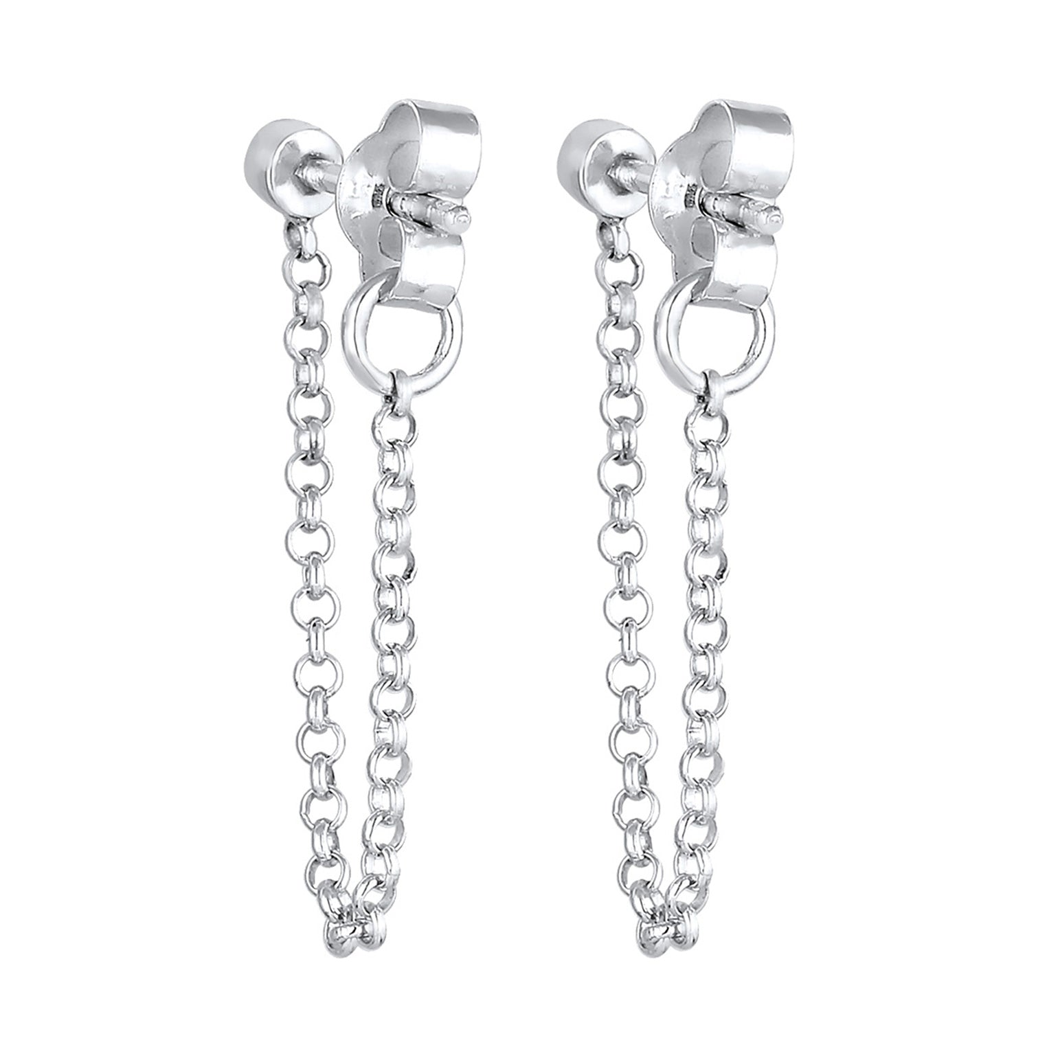 Silber - Elli | Ohrstecker Ear Chain | Mit Kristallen von Swarovski® (Weiß) | 925er Sterling Silber