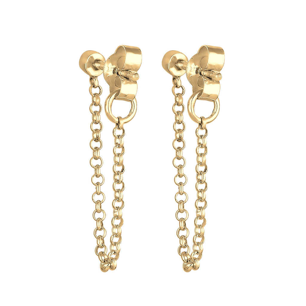 Gold - Elli | Ohrstecker Ear Chain | Mit Kristallen von Swarovski® (Weiß) | 925 Sterling Silber vergoldet