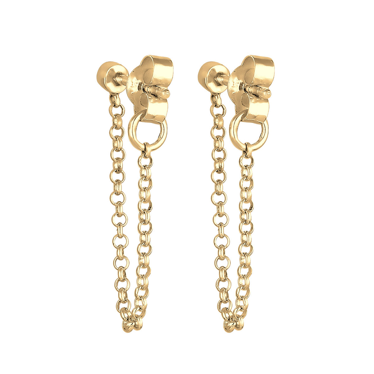 Gold - Elli | Ohrstecker Ear Chain | Mit Kristallen von Swarovski® (Weiß) | 925 Sterling Silber vergoldet