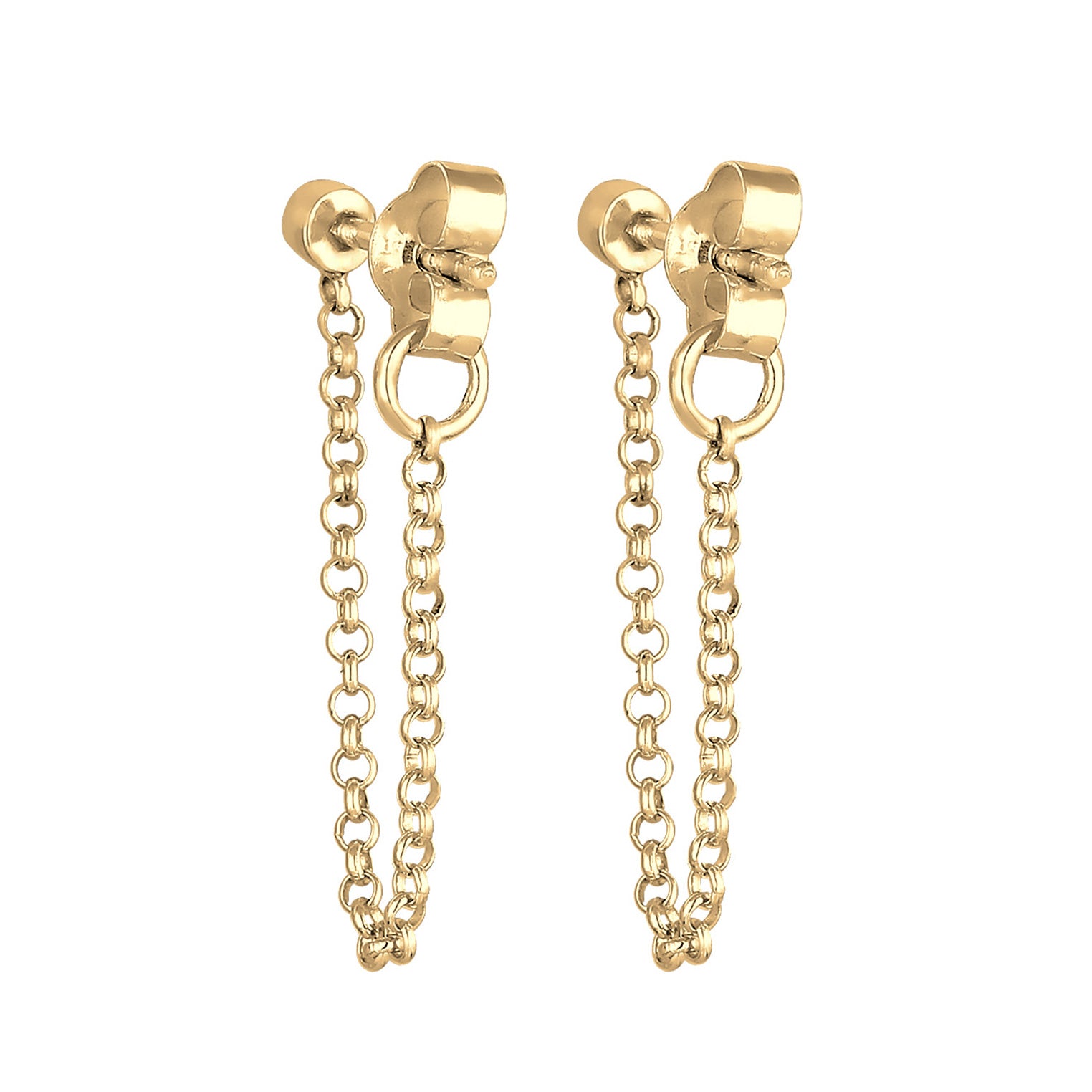 Gold - Elli | Ohrstecker Ear Chain | Mit Kristallen von Swarovski® (Weiß) | 925 Sterling Silber vergoldet